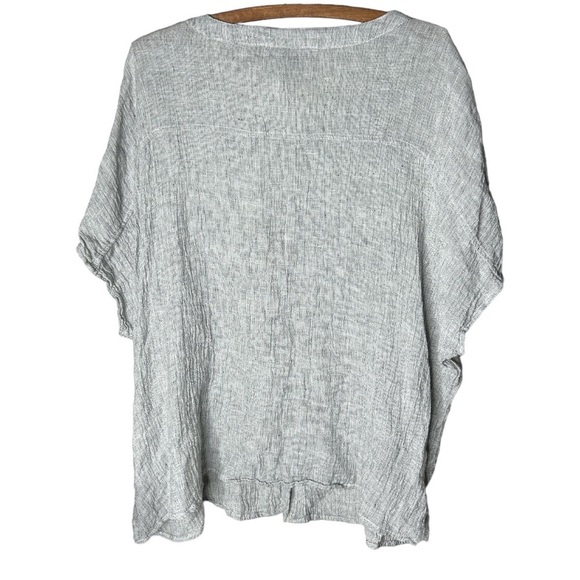 TAHARI 100% Linen Gray Gauzy Button Down Top Size Medium - Picture 2 of 16